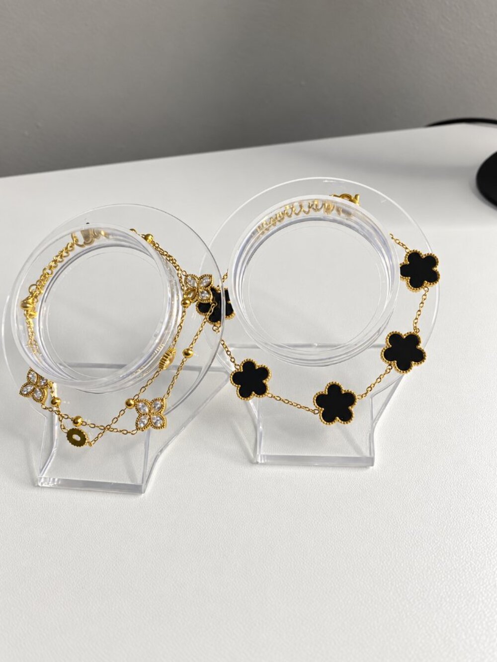 Gold-Plated Floral Bracelet Set – 2 Pieces